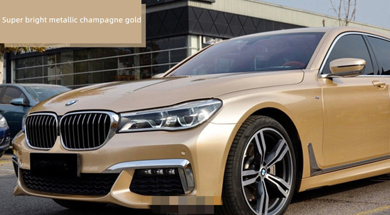 PET Super Bright Gloss Car Vinyl Wrap Metaliczne szampańskie złoto