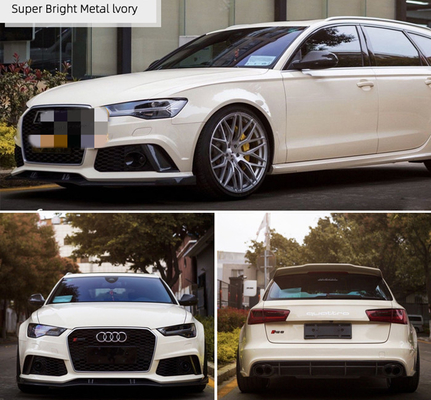 PET Swipeable Metallic Ivory Gloss Car Wrap Film o grubości 4,8 MIL