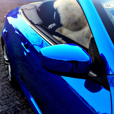 Zdejmowany klej Chrome Blue Car Wrap Mirror Effect Vinyl Wrap 140gsm