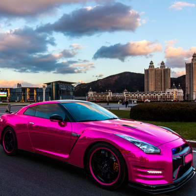 Błyszczący różowy chrom samochód Vinyl Wrap ze zdejmowanym klejem akrylowym