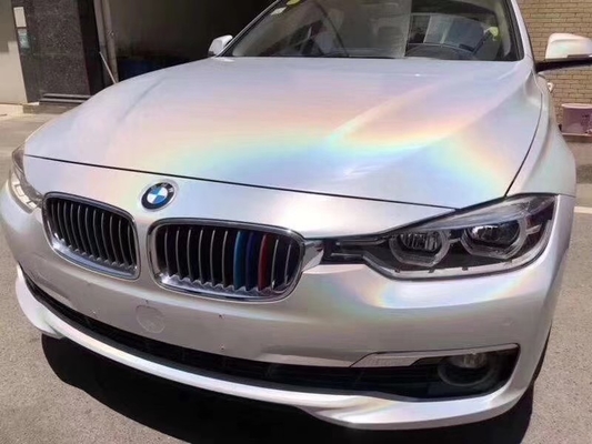 Odporny na temperaturę klej Vinyl Car Wrap Laser White Sparkle Car Wrap 140gsm