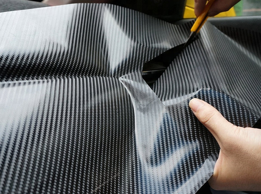 Wnętrze Zewnętrzne czarne 6D Carbon Fibre Car Vinyl Wrap Roll Air Release