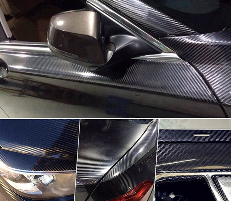Wnętrze Zewnętrzne czarne 6D Carbon Fibre Car Vinyl Wrap Roll Air Release
