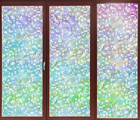 Dichroiczne kwadraty Samoprzylepna dekoracyjna folia okienna Anti Glare